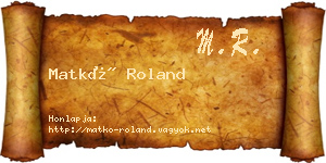 Matkó Roland névjegykártya